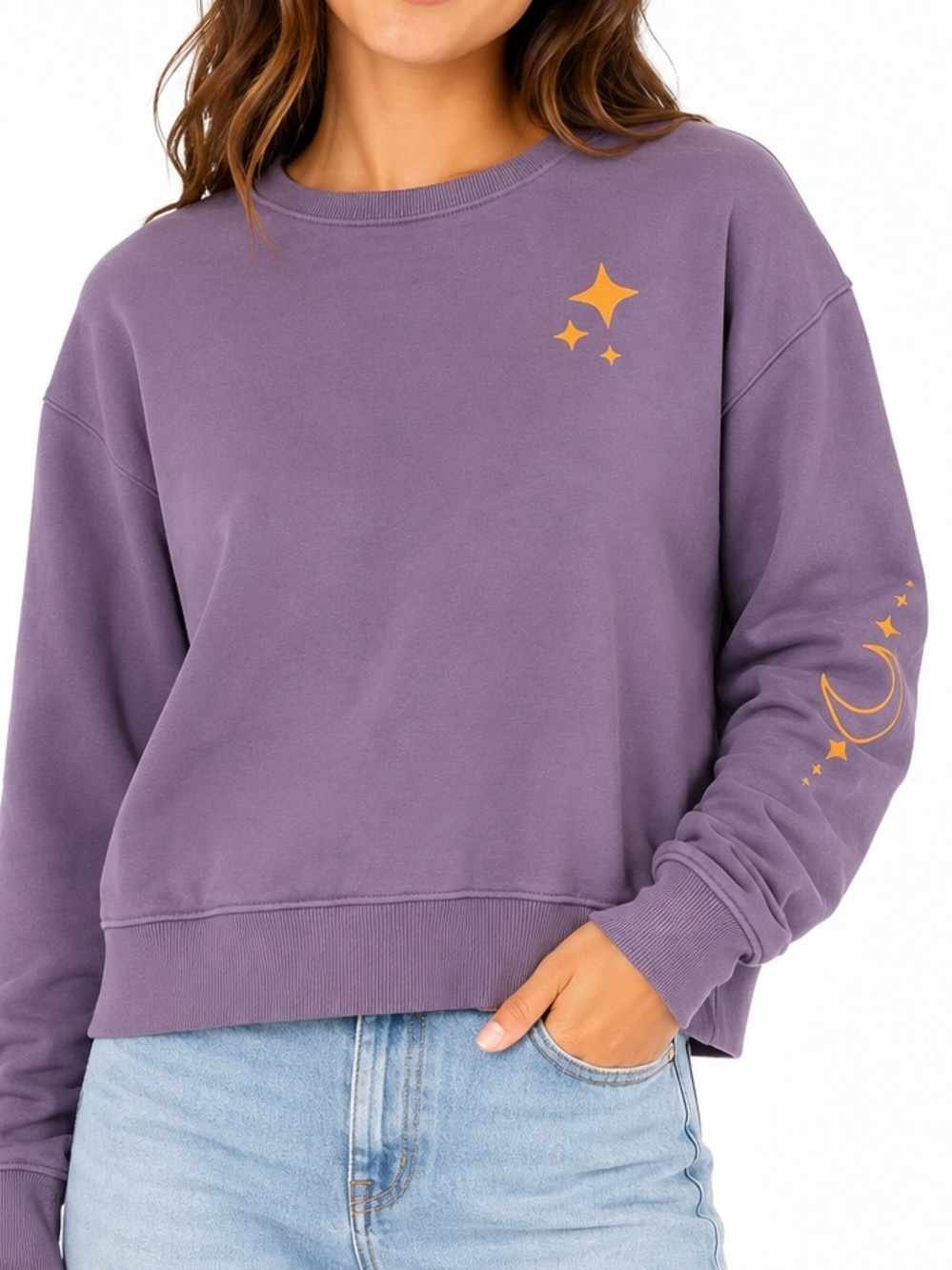 Pact Organic Cotton Purple Celestial Graphic Sweatshirt Medium Moon Stars
